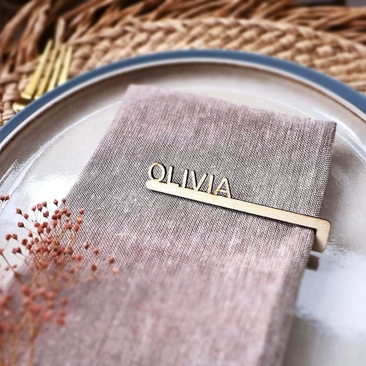 Napkin Name Tags, Personalized Napkin Rings, Wedding Name Cards, Wooden Names, Birthday Acrylic Name Plate Tag