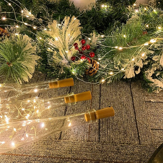 Dual Battery Pack LED Bottle Lights, 6.6ft 20led Double The Lighting Time, for Indoor and Outdoor use, for Christmas,(15 Pack, Warm White(Dual Battery Pack))