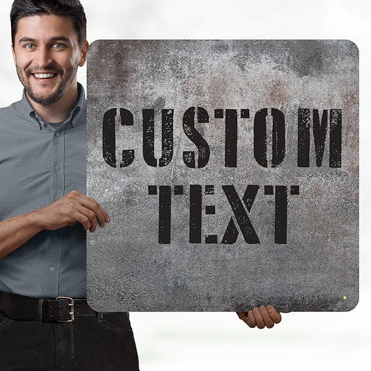 Custom Sign, Custom Street Sign, 11 Font Colors, 13 Font Styles, 4 Hole Options, 22 Sizes, 24x24 Inches, Rust Free DiBound, Fade Resistant, Made in USA by My Sign Center (Grunge Metal)