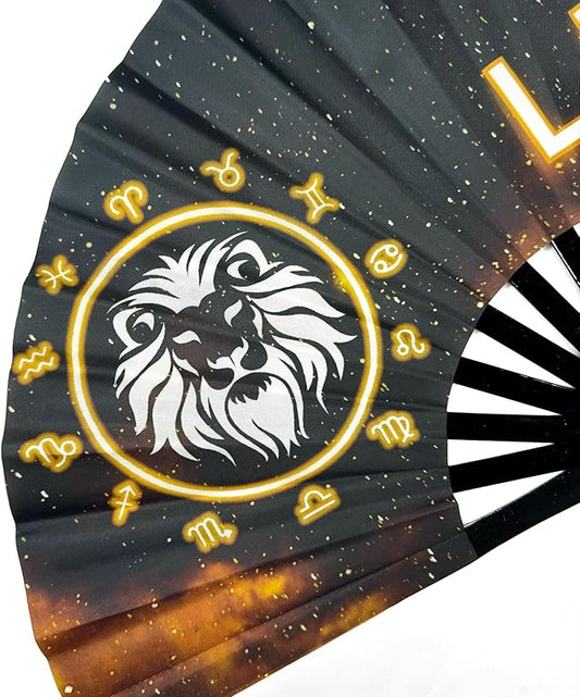 DeFlare | Cosmic Zodiac Rave Fan | Zodiac Sign Hand Fan | Astrology Rave Fan | Hand Fan | Large Rave Fan | Large Clacking Fan