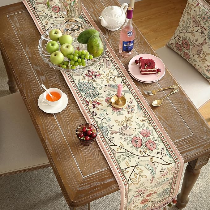 patdrea Velvet French Table Runner Farmhouse for Home Kitchen Dining Decor Parties Family Dinners Wedding 12"*71"