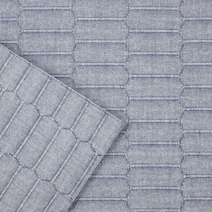 Martha Stewart Honeycomb Modern Farmhouse Reversible Table Runner, Blue, 15"x72"