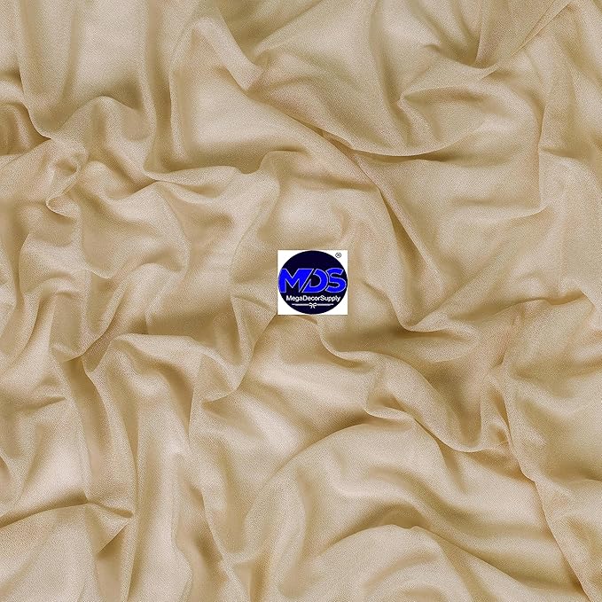 MDS Halloween Chiffon Draping Fabric - 2 Panel, 30" Wide x 75ft Long - Sheer Spooky Arbor & Canopy Drapery for Haunted House Backdrops, Party Ceilings, DIY Costumes & Themed Events - Champagne Gold
