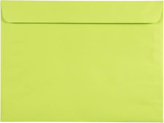 JAM PAPER 9 x 12 Booklet Colored Envelopes - Ultra Lime Green - Bulk 500/Box