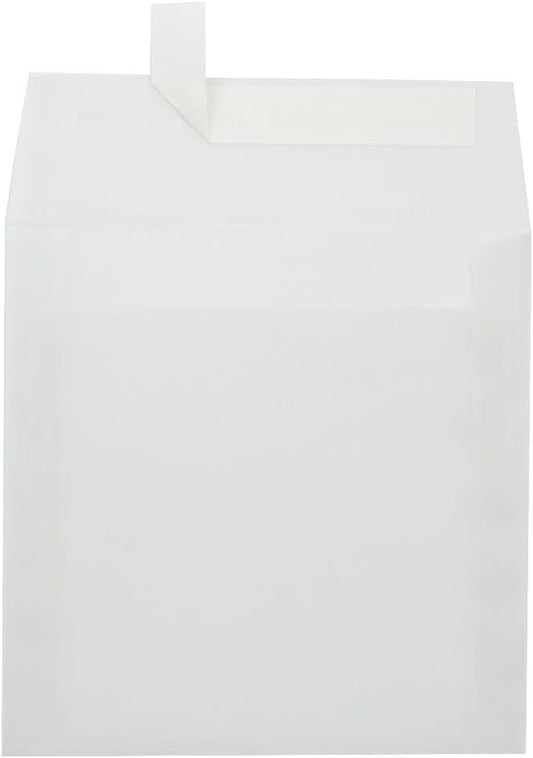 LUXPaper Square Invitation Envelopes | Peel & Press | 6 1/2" x 6 1/2" | Clear Translucent | 30lb. Text | 50 Qty