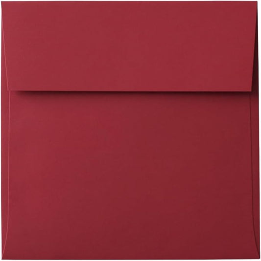 LUXPaper Square Invitation Envelopes | Peel & Press | 5" x 5" | Holiday Red | 60lb. Text | 50 Qty