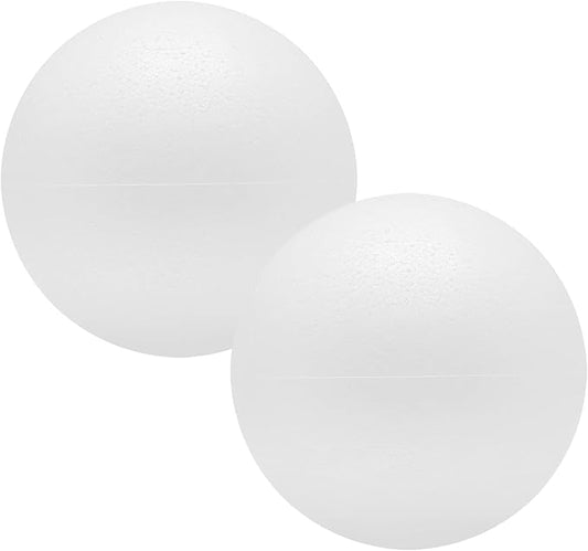 FFchuanhe 2 Pcs Craft Foam Balls 8 Inch, Polystyrene Smooth Round Balls, for Arts and Crafts Supplies School Project, Wedding, Holiday Party. White