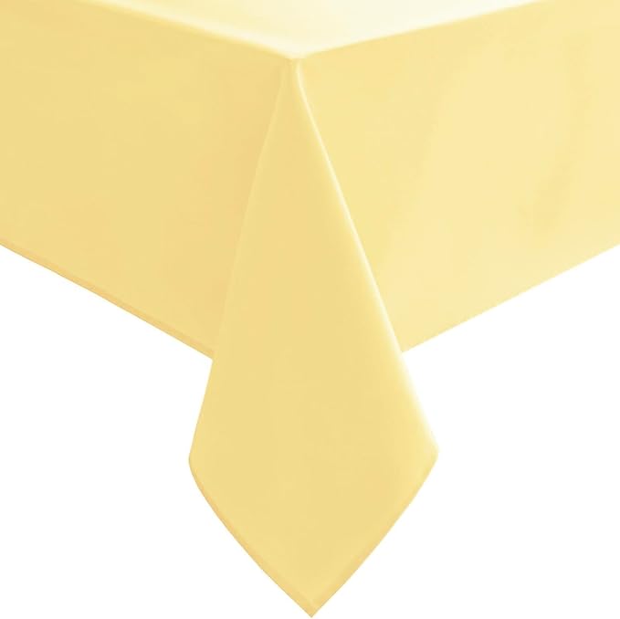Hiasan Light Yellow Square Tablecloth - Waterproof and Spillproof Restaurant Washable Polyester Table Cloth for Dining Room, 54 x 54 Inch
