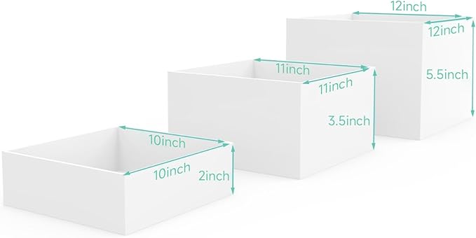 Buffet Risers, White Acrylic Cube for Buffet Table, Display Stand Shelf for Catering Dessert Collectibles Jewelry Figures Show, Food Display Nesting Risers with Hollow Bottoms, Cube, 6Pcs 10"x11"x12"