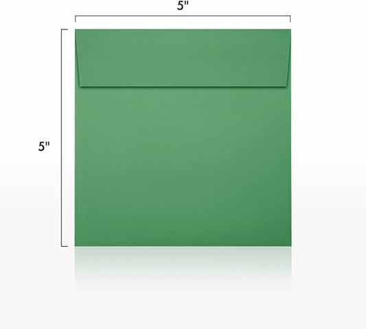 LUXPaper Square Invitation Envelopes | Peel & Press | 5" x 5" | Holiday Green | 80lb. Text | 50 Qty