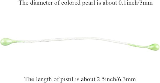 HAHIYO 700Pcs 3mm Light Green Pearl Double Head Flower Stamen Pistil Hand-Made Artificial Flower Pistil para Flore Pearlized Floral Stamen Flower Pollen Stamen for Flower Making Scrapbook Decoration