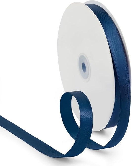 5/8 Inch 100 Yards Satin Ribbon Dark Blue, Solid Color Fabric Ribbon for Gift Wrapping, Wedding, Polyester Gift Ribbon for Birthday Party Decoration, Craft, Hair, Floral, Sewing
