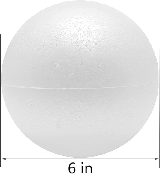 FFchuanhe Craft Foam Balls 6 Inch 6 Pcs Polystyrene Foam Balls Smooth Round Ball, for Arts and Crafts Supplies School Project Wedding Party Decorations, White