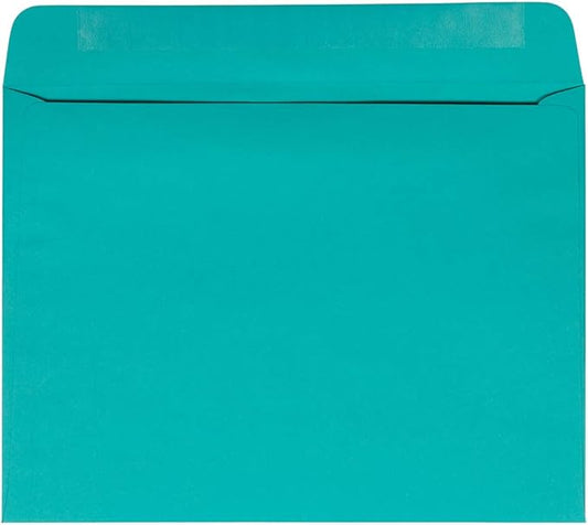JAM PAPER 9 x 12 Booklet Colored Envelopes - Sea Blue Recycled - 50/Pack