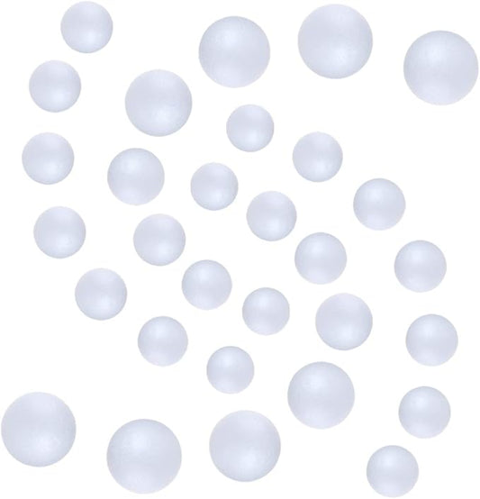121 PCS 7 Sizes White Foam Balls Polystyrene Craft Balls for Art and Craft, Household, School Projects and Christmas Easter Painting Activity .8’’, 1’’, 1.2’’, 1.6’’, 2’’ Inches