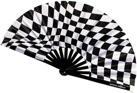Kandies World Custom Festival Folding Hand Fan - Unique Designs, Made of Bamboo, Clacking Sound, Lightweight - Perfect Rave and Festival Accessory!
