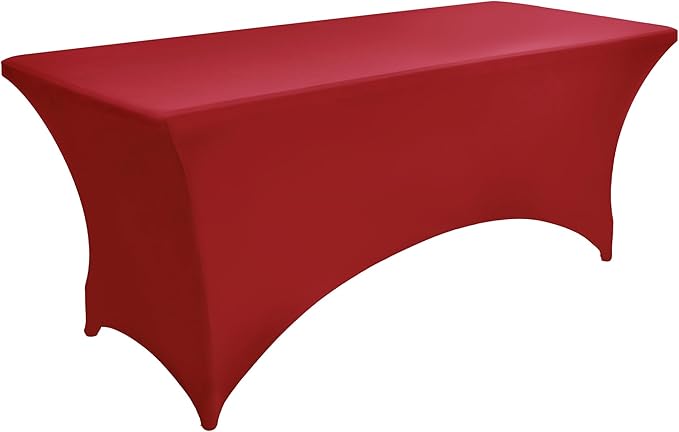 10-Pack 6ft Spandex Table Covers for Rectangle Standard Folding Tables - Wrinkle Resistant Stretch Tablecloths - Ultimate Fitted Table Protector for Parties, Banquet, Wedding