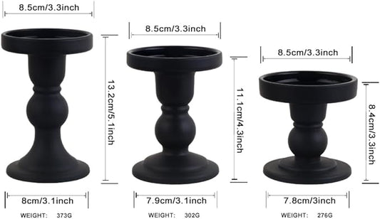 6-Piece Set of Black Glass Candlestick, Crystal Candlestick Holder Holder and Conical Candle, Christmas Candle Holder Decoration, Family Living Room Wedding Candle Holder (black2sets)