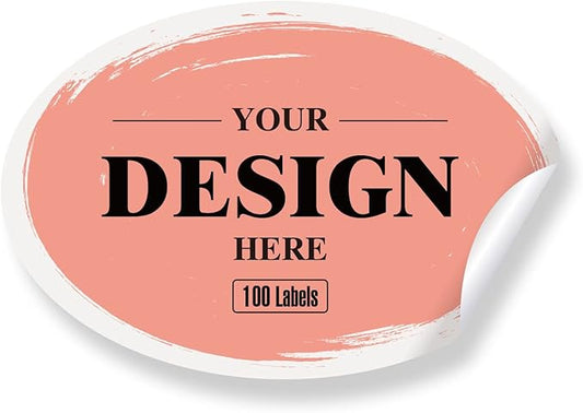 Custom Stickers Personalized Labels - Customized Stickers with Any Design Image Logo Text,Custom Thank You Label Stickers,Custom Stickers for Business Logo,100 Labels (Oval,3"x2")