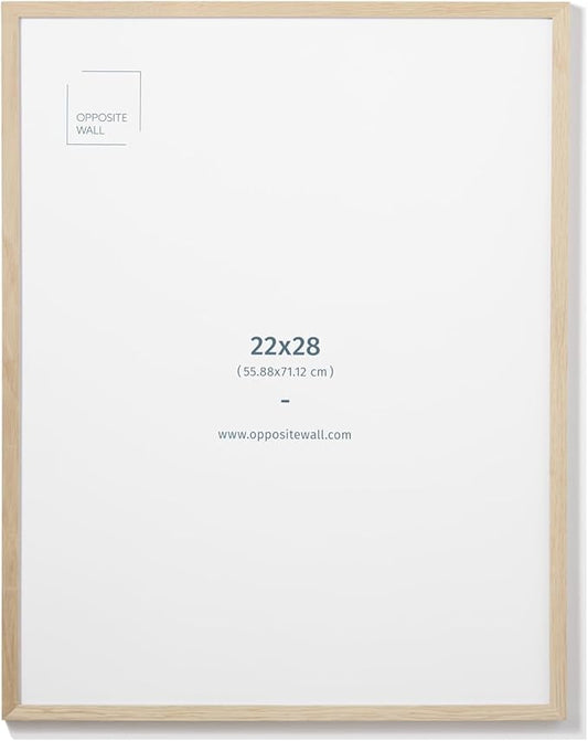 Opposite Wall - 22x28 in - Natural Solid Oak Wood Picture Frame - Lightweight, Versatile & Shatterproof - Wall Hanging Poster or Photo Frame - Wall Decor for Office, Gallery & Home