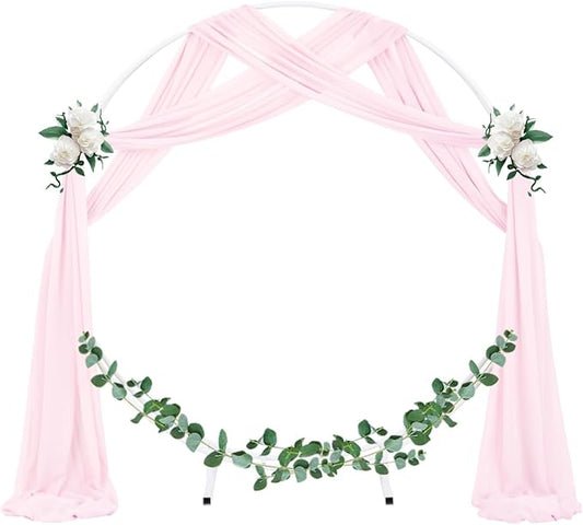 Socomi Wedding Arch Draping Fabric 3 Panels 29" x 19Ft Blush Pink Sheer Chiffon Curtain Drapes 6 Yards for Wedding Ceremony Birthday Party Decoration