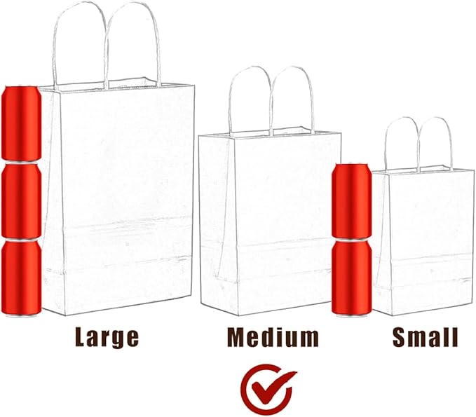 qiqee Medium Size Paper Gift Bags With Handles 10.6"x8.3"x4.3" 16 Solid Colors Party Favor Bags（16-Packs）