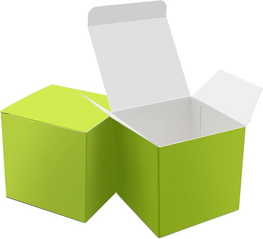 Oletx 25 Pcs Green Paper Gift Boxes, Small Candy Boxes Bulk, 3x3x3 inch Gift Box with Lids, Goodie Treat Boxes for Party Favors, Birthday Gifts, Wedding Gifts