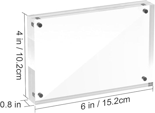 4x6 Acrylic Picture Frames, 20mm Thick Clear Frameless Magnetic Photo Frames, Double Sided Transparent Square Frame Gift for Desktop Display(3 Pack)
