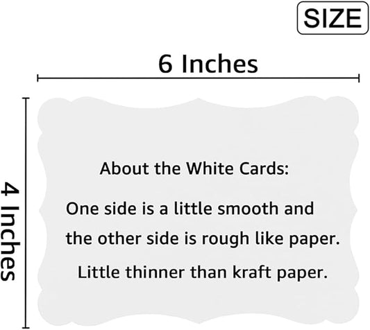 50 Pack Blank Kraft Cards Cardstock Thick Paper Brown Greeting Cards for DIY Gift Card Menus, Baby Shower and Wedding Invitations (White, 4x6IN)