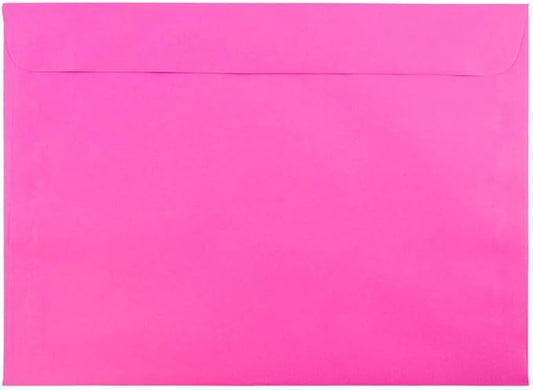 JAM PAPER 9 x 12 Booklet Colored Envelopes - Ultra Fuchsia Hot Pink - 50/Pack