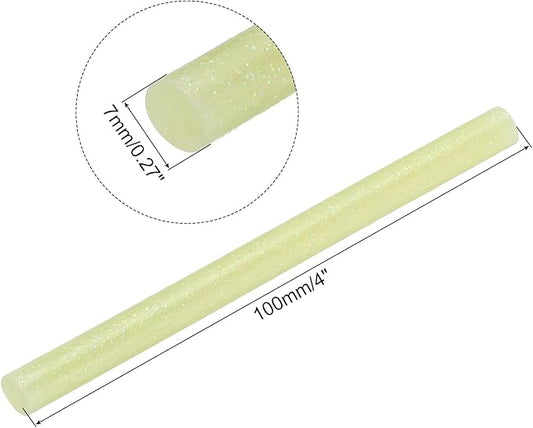 uxcell 20pcs Hot Glue Sticks for Glue Gun 7mm/0.28-inch x 4-inch Mini Hot Melt Adhesive Glue Stick Glitter Yellow