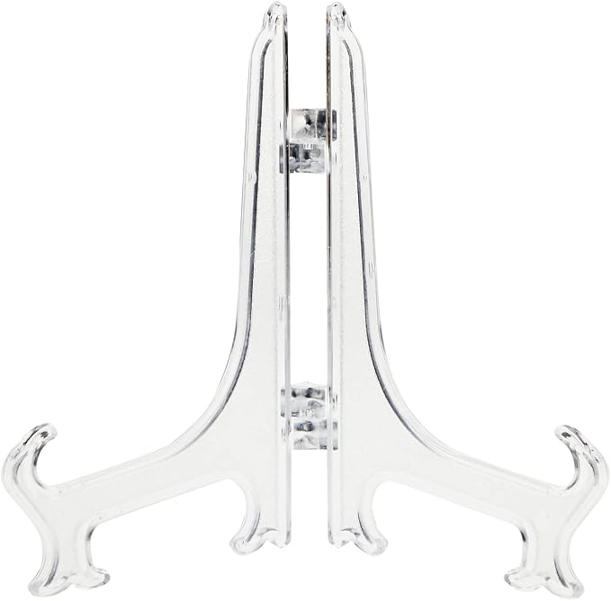 Juvale Mini Clear Acrylic Easel Stands - 24-Pack, 5.3-Inch, Clear Plastic - Mini Easel Sign Stand & Greeting & Place Card Display - Tabletop Photo Holders & Plate Holders