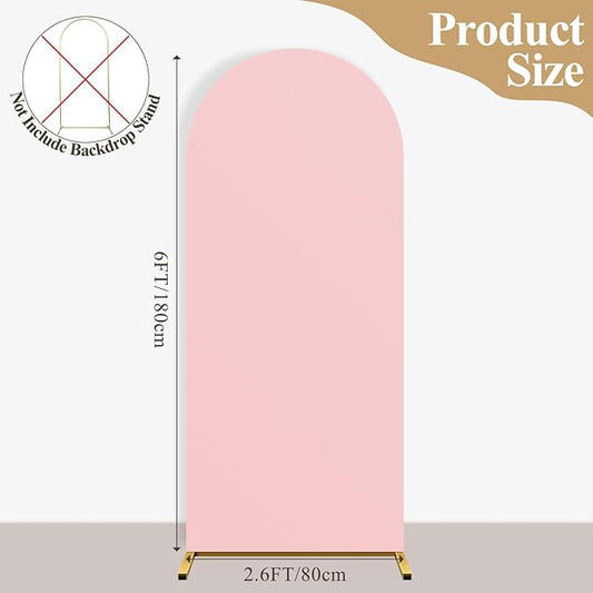 Ledido Wedding Arch Backdrop Cover 6FT Arch Covers Fitted Stretchy Spandex Round Top Stand Backdrop Cover for Wedding Banquet Ceremony Birthday Party Baby Shower Event Decoration,Pink
