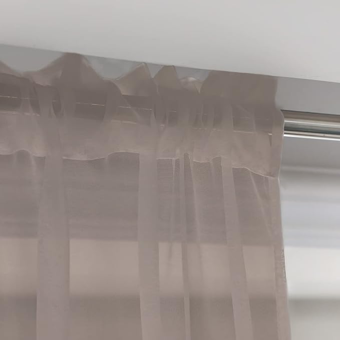 Window Light Grey Sheer Curtains 48 Inches Width 45 Inches Long 2 Panels Sheer Curtain Clear Curtains Basic Rod Pocket Panel for Home Living Room Bedroom Kids Room Yard Patio Parlor Sliding