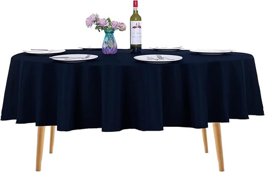 Ascoza 2pack 70 Inch Navy Round Tablecloth in Washable Polyester Fabric for Wedding/Banquet/Restaurant/Parties…