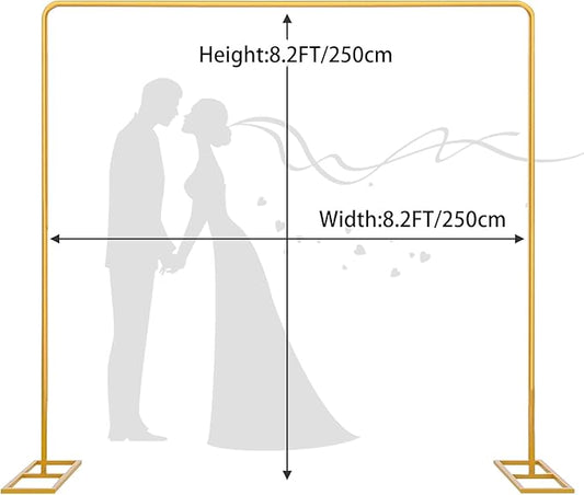 Wedding Arch Backdrop Stand Square 8.2FT Heavy Duty Metal Frame, Balloon Arch Stand Adjustable Photo Booth Decor for Baby Showers, Halloween Parties, Birthdays, Anniversaries