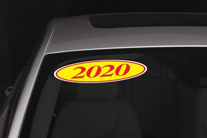 EZ-Line Oval Model Windshield Year Stickers for Car Windows Red and Yellow Large Vinyl Dealership Supplies 1 Dozen Pro Pack (2008)