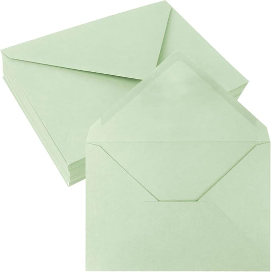 50 Pack 4x6 Envelopes Letter Size, Green A4 Envelopes Self Seal for Wedding Invitation, Envelope 4.3x6.3 for Greeting Cards, Photos, Baby Shower, Graduation, Thank You Cards, Announcements
