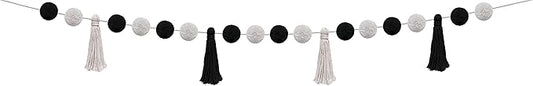 Teacher Created Resources Black and White Pom-Poms and Tassels Garland