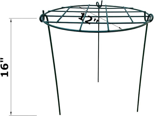 12 x 16 inch Poeny Cage Grow Through Grid Plant Brace Flower Support Rings, Pack of 5 Round Metal Plant Stakes Rings, Strong Large Garden Supports for Flowers, Peonies, Rose, Lily