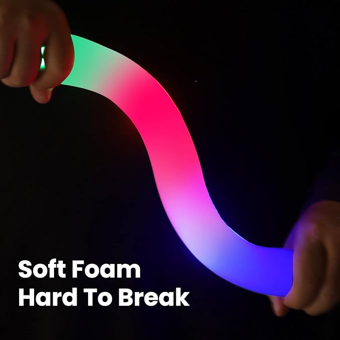 32 PCS LED Foam Glow Sticks Bulk, Glow in The Dark Party Supplies with 3 Modes Colorful Flashing, Glow Sticks Bulk Party Pack for Wedding, Concert, Raves, Events, Birthday