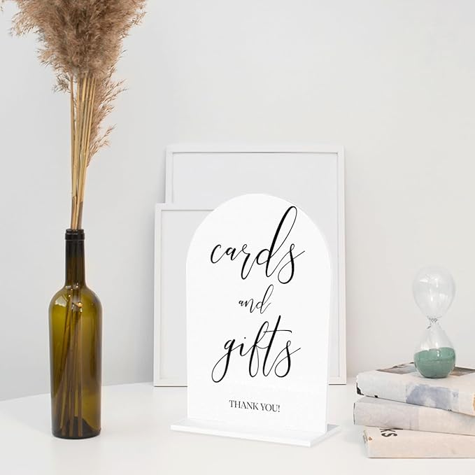 Cards and Gifts Sign, Wedding Engagement Bridal Shower Baby Shower Party Decor for Reception Reception, Weddings White Acrylic Sign