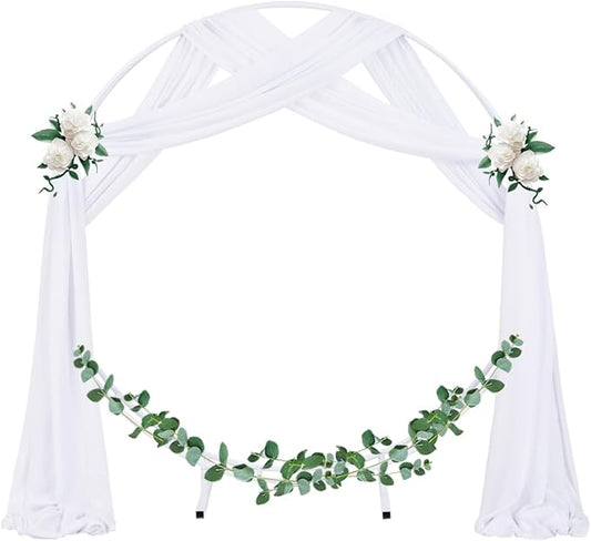 Socomi Wedding Arch Draping Fabric 3 Panels 29" x 19Ft White Sheer Chiffon Curtain Drapes 6 Yards for Wedding Ceremony Birthday Party Decoration