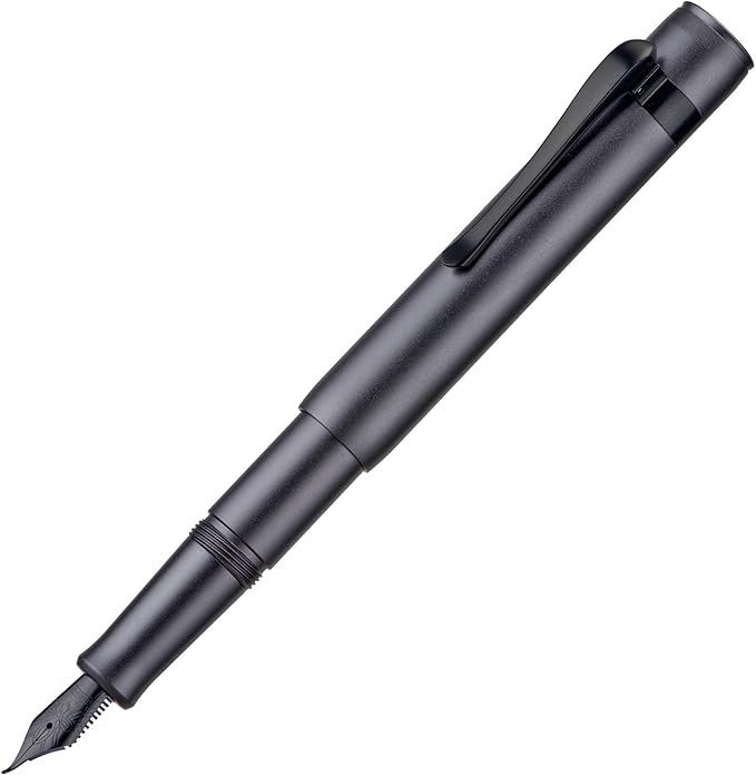 Hongdian M2 Black Forest Mini Fountain Pen, Bent Nib & Sleek Shape Aluminium Short Pocket Travel Pen (Space Gray)