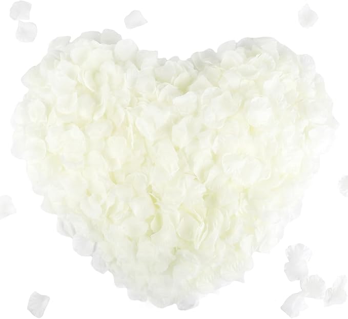 CODE FLORIST 1500 PCS Silk Rose Petals for Valentine's Day,Fake Rose Petals for Romantic Night,Wedding,Proposal Anniversary Flower Decorations(Separated,Scented,Ivory)