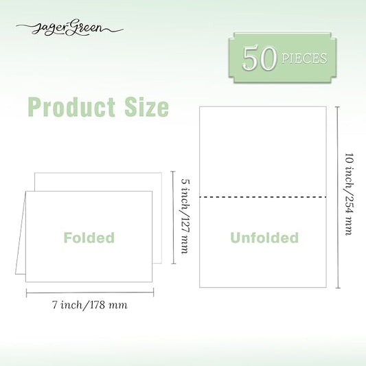 50 Pack 5x7 Blank Cardstock Paper, White Card Stock Bulk, Thick Folded Heavy Cardstock for Thank You Cards, Greeting Cards, Wedding Invitation, Envelopes, DIY Craft Card Making Supplies