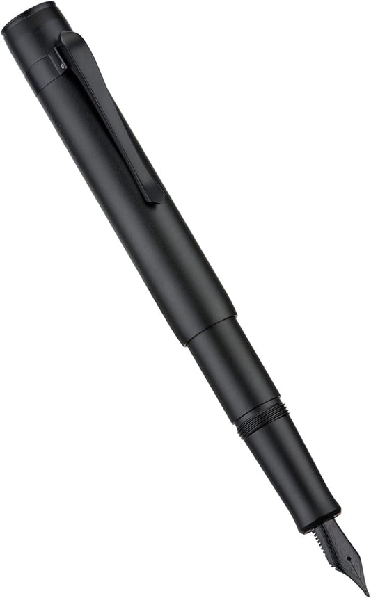 Hongdian M2 Black Forest Mini Fountain Pen, Long Blade Nib & Sleek Shape Aluminium Short Pocket Travel Pen (Matte Black)