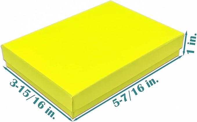 TheDisplayGuys - 25-Pack #53 Kraft Paper Cardboard Gift Boxes/Jewelry Cases w. Cotton Padding & Lid - Neon Yellow - (5.4" x 3.9" x 1.0")