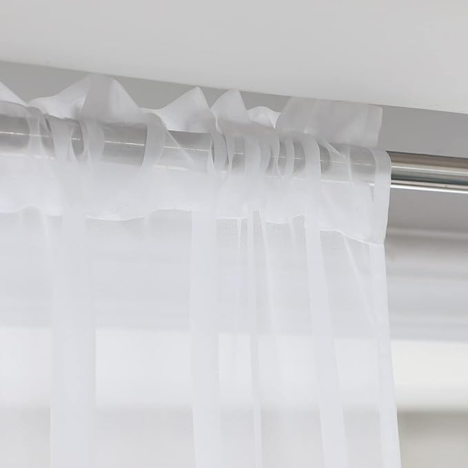 Window White Sheer Curtains 48 Inches Width 45 Inches Long 2 Panels Sheer Curtains Clear Curtains Basic Rod Pocket Panel for Home/Living Room/Bedroom/Kids Room
