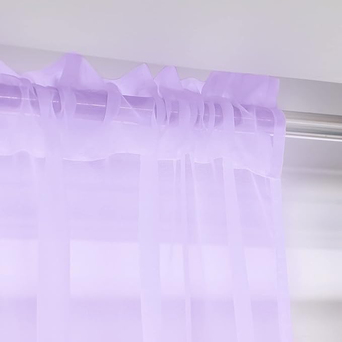 Window Purple Sheer Curtains 72 Inches Long 2 Panels Sheer Curtain Basic Rod Pocket Panel for Bedroom Children Living Room Yard Kitchen (Purple, 52" W x 72" L | 2 pcs)
